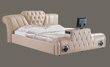 高密度海绵音响床 融合美学与科技的卧室家具新选择